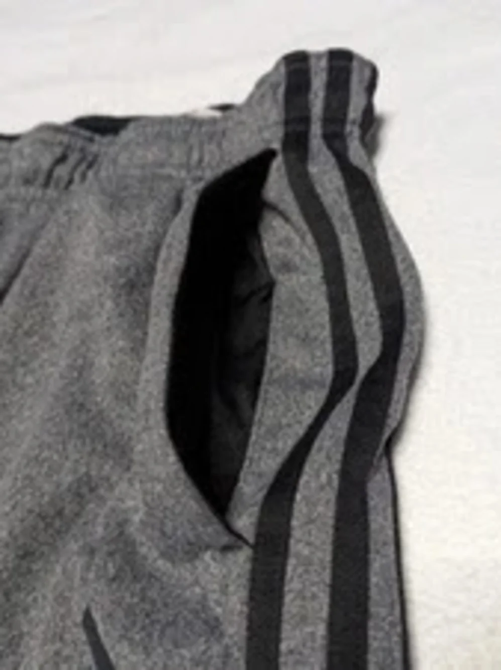 Adidas Tricot Joggers Mens Large Side Stripes Ankle Cuffs Drawstring Gray + Blac - Picture 14 of 15